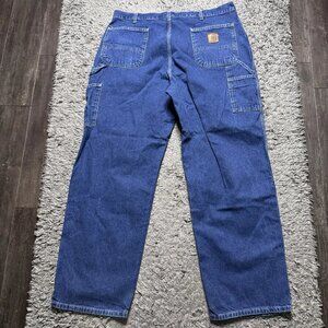 Vintage Carhartt Jeans Mens 40x32 Blue Denim Straight Leg Carpenter Work Logo